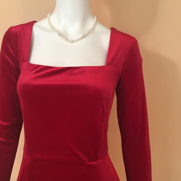 NWT Copper key Red velvet dress long sleeves L &M - Picture 4 of 12